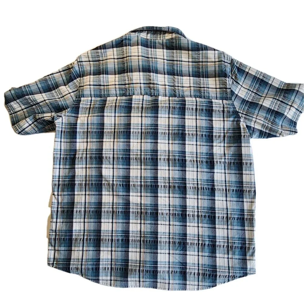 Woolrich Vintage Shirt L Gray Blue Organic Cotton Western Style - Picture 7 of 7